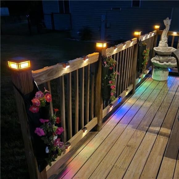 Dynaming 8 Pack Solar Flame Post Lights Outdoor, Solar Powered Fence Post - Picture 6 of 7